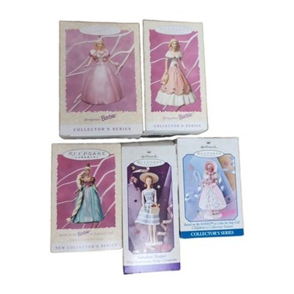 Vtg Lot of 5 Hallmark Keepsake Barbie Easter Spring Rapunzel Midge In Box